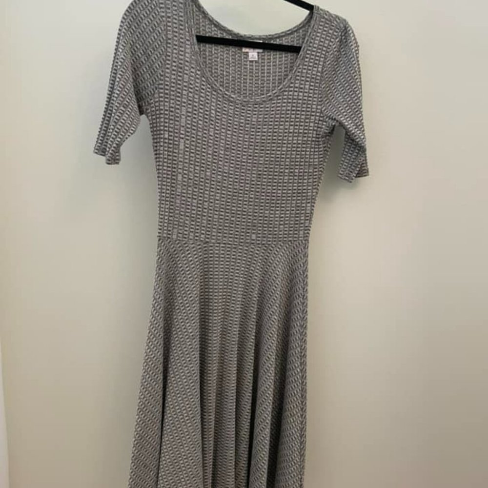Grey and White LulaRoe Maxi Dress